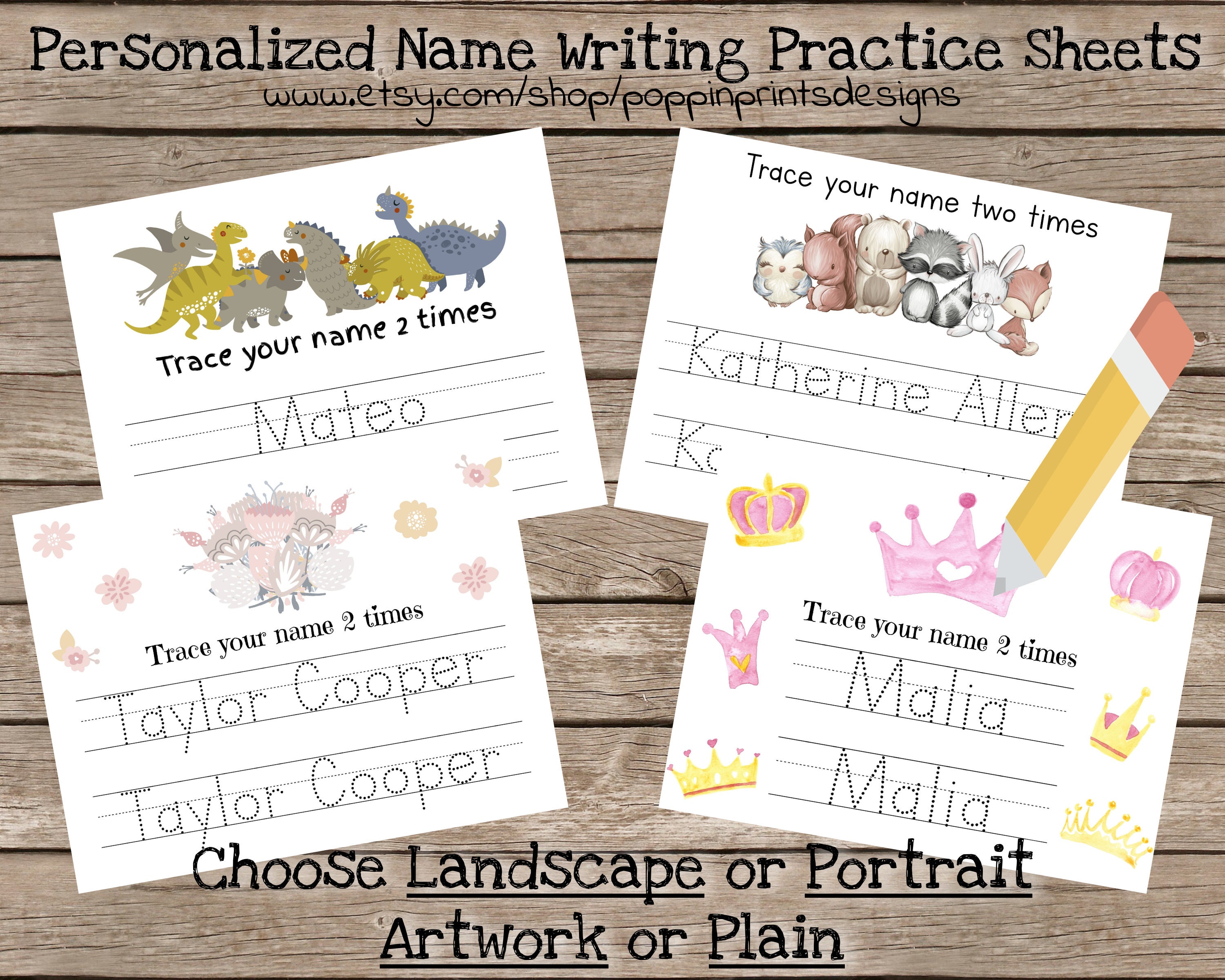 personalized name writing practice worksheet customized etsy