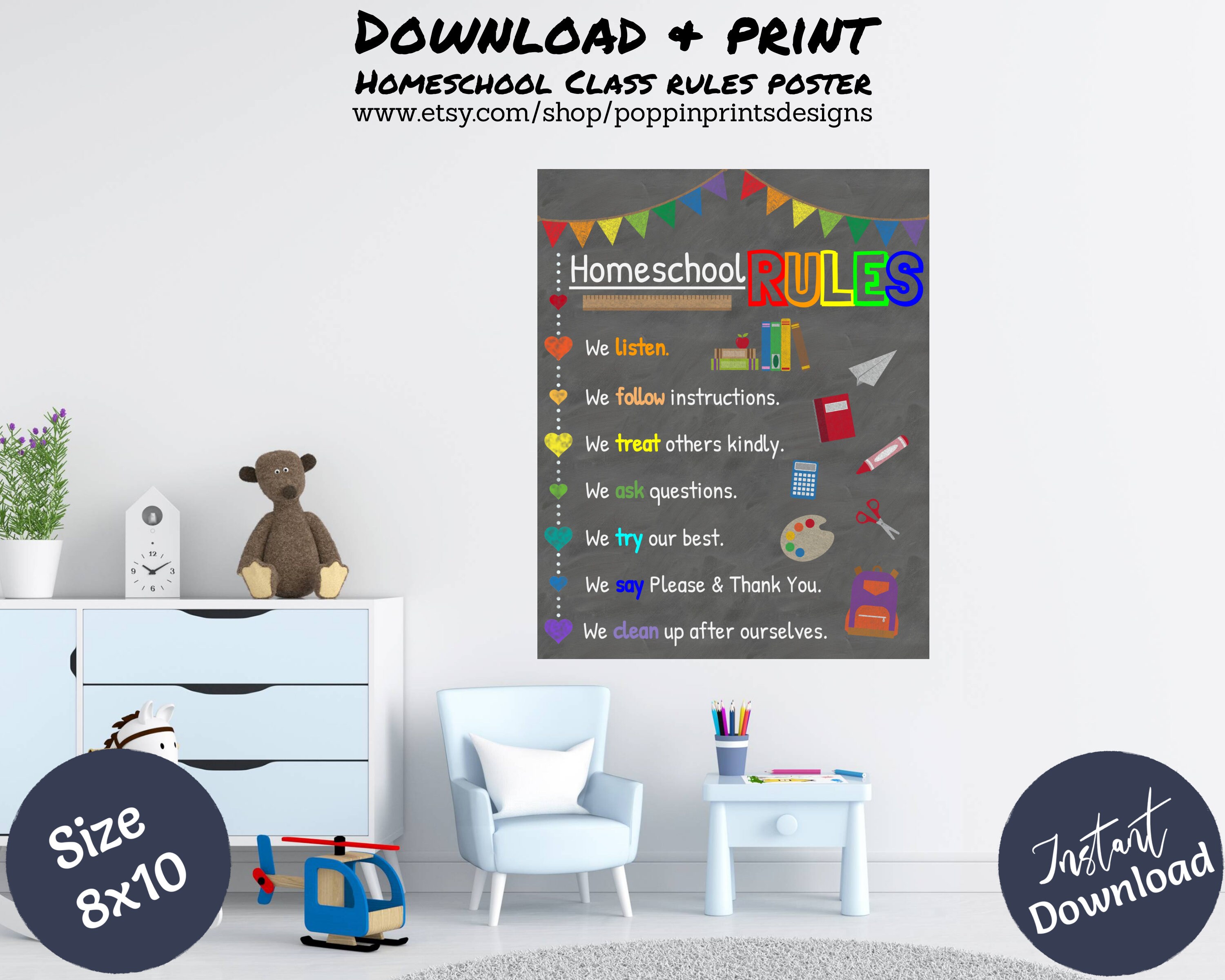 Homeschool Rules Wall Art Printable Homeschool Poster | Etsy