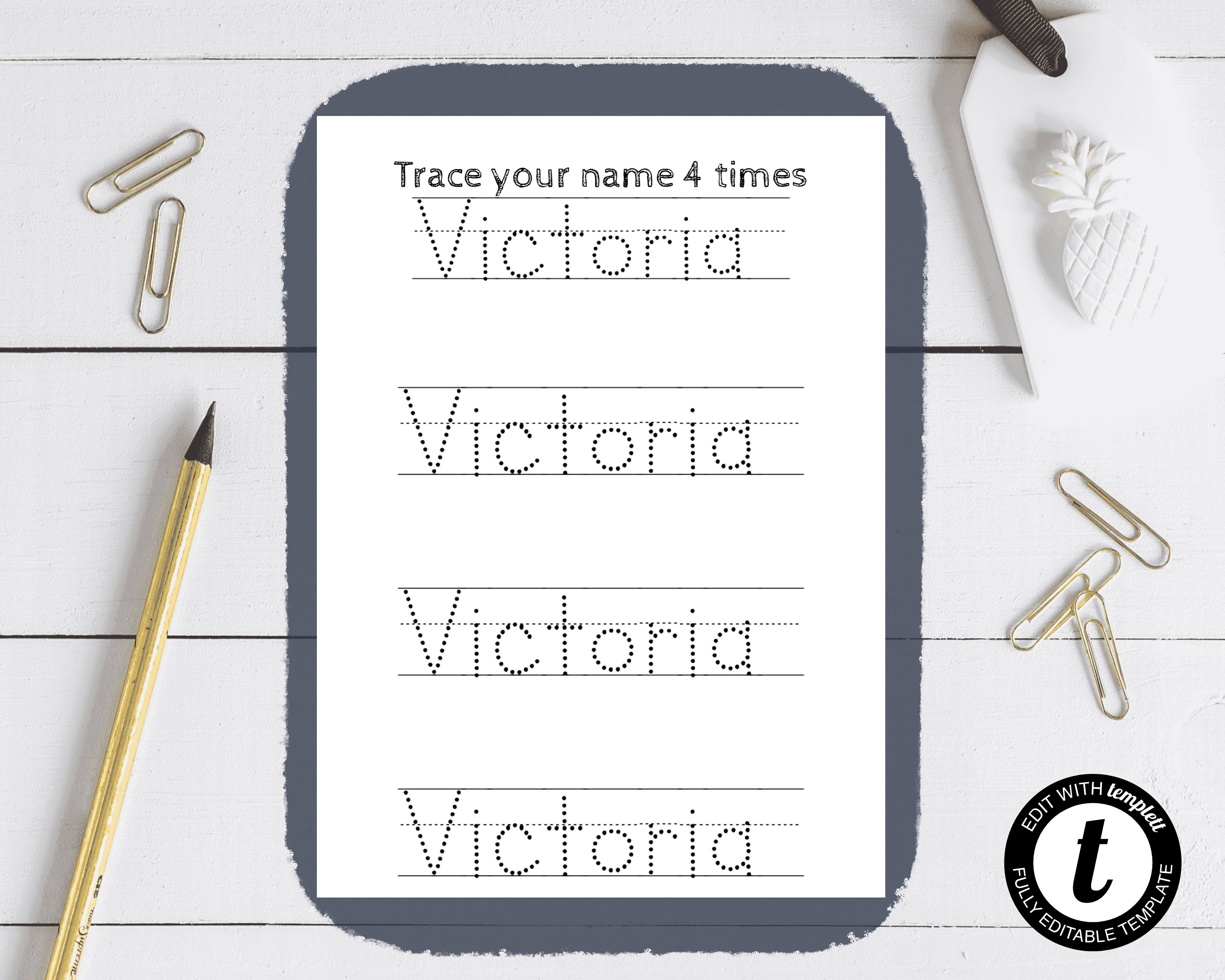 Editable homeschool name writing practice template preschool etsy