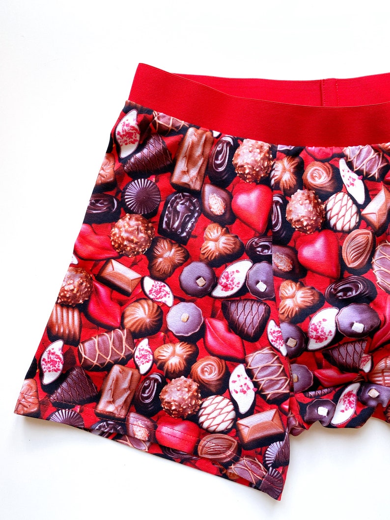 Matching couple underwear, Bachelorette party gift, Underwear with chocolate print for him and her, Red briefs, Cotton underwear for couple image 6