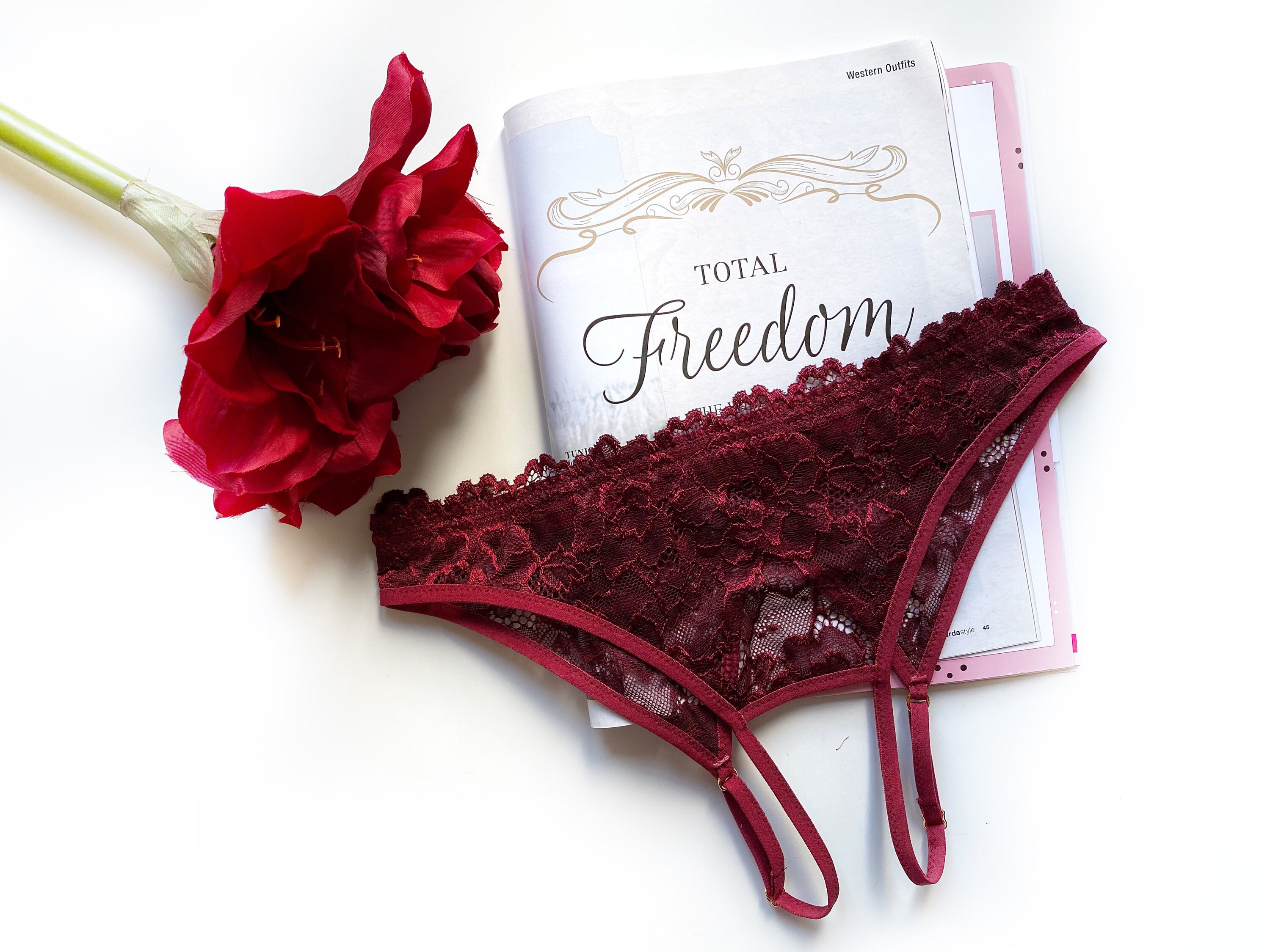 Red Lace Crothchless Panties for a Woman Amazing Underwear Experience