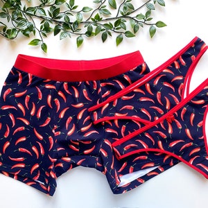 Strawberry Print Matching Briefs for Couple, Valentines Day Gift