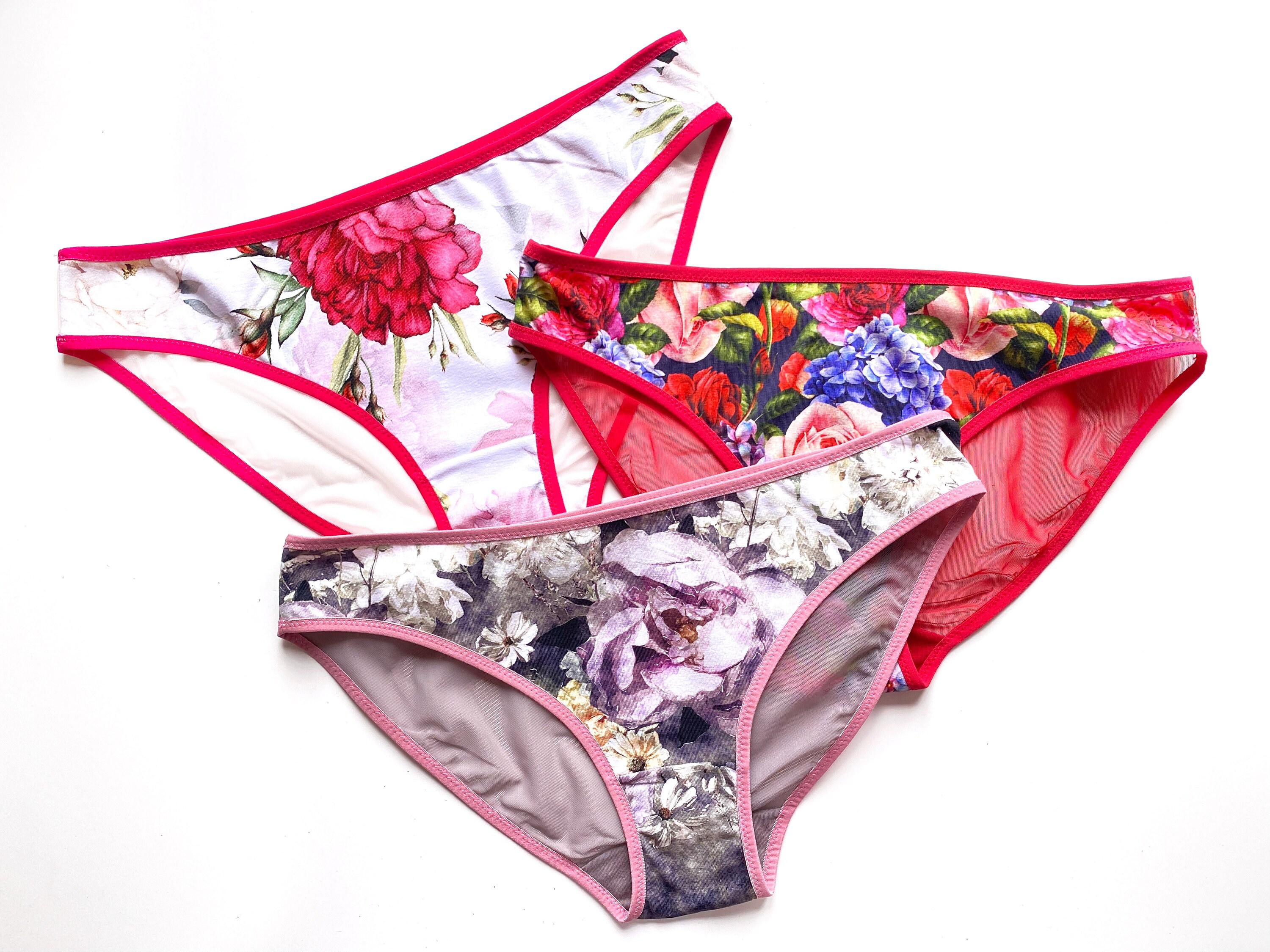 Sheer Panties 3pack Handmade Underwear Floral Woman Etsy
