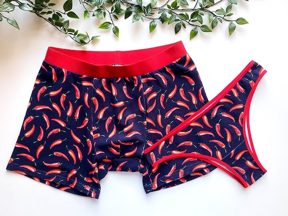 Couple Briefs Set With Chilli Print, Hot Cotton Underwear for Him and Her, Couple  Matching Accessories Beautiful Gift for Couple Anniversary -  Denmark