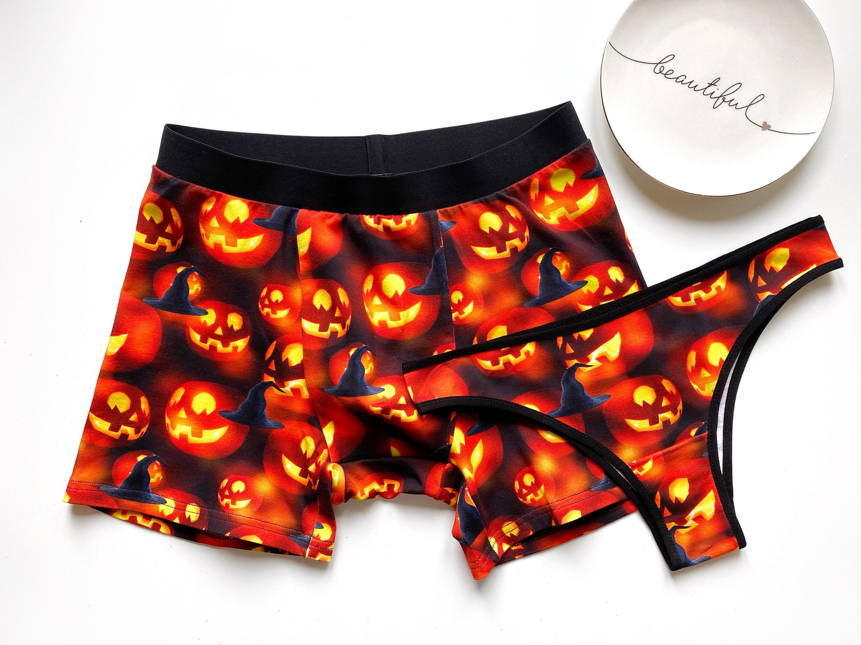 Halloween Matching Underwear for Couple, Funny Couple Briefs With