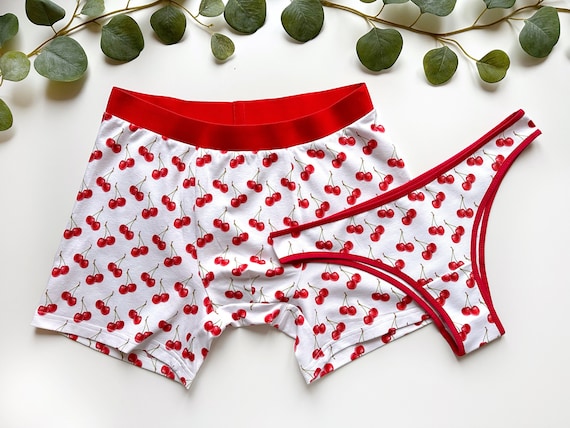 Cherry Print Matching Briefs for Couple, Valentines Day Gift Idea, Cotton Couple  Matching Underwear, Cherry Panties and Briefs, Cute Gift -  Australia