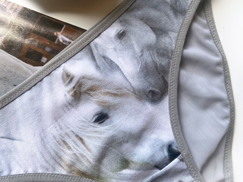 Horse Print Panties, Cute Cotton Briefs for Her, Unique Horse Print