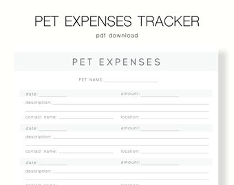 Pet Finance, Pet Budget Printable, Digital Pet Expenses Tracker, Budget Tracker - PDF Download
