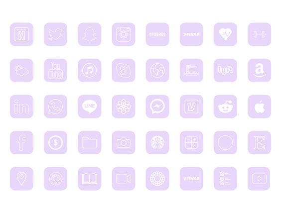 Pretty Pastel Purple 60 Icons Bundle Iphone Ios 14 App Icons Etsy