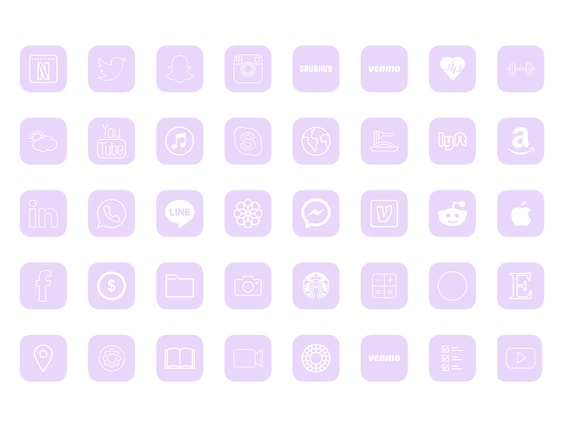 Pretty Pastel Purple 60 Icons Bundle Iphone Ios 14 App Icons Etsy