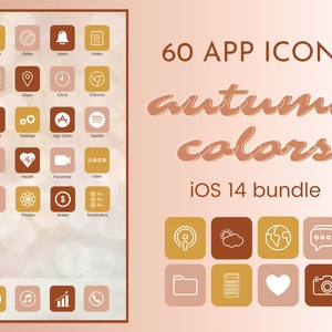 Autumn Colors iOS Icons Pack 60 Icons | iPhone iOS 14 App Icons | Fall Aesthetic Colors