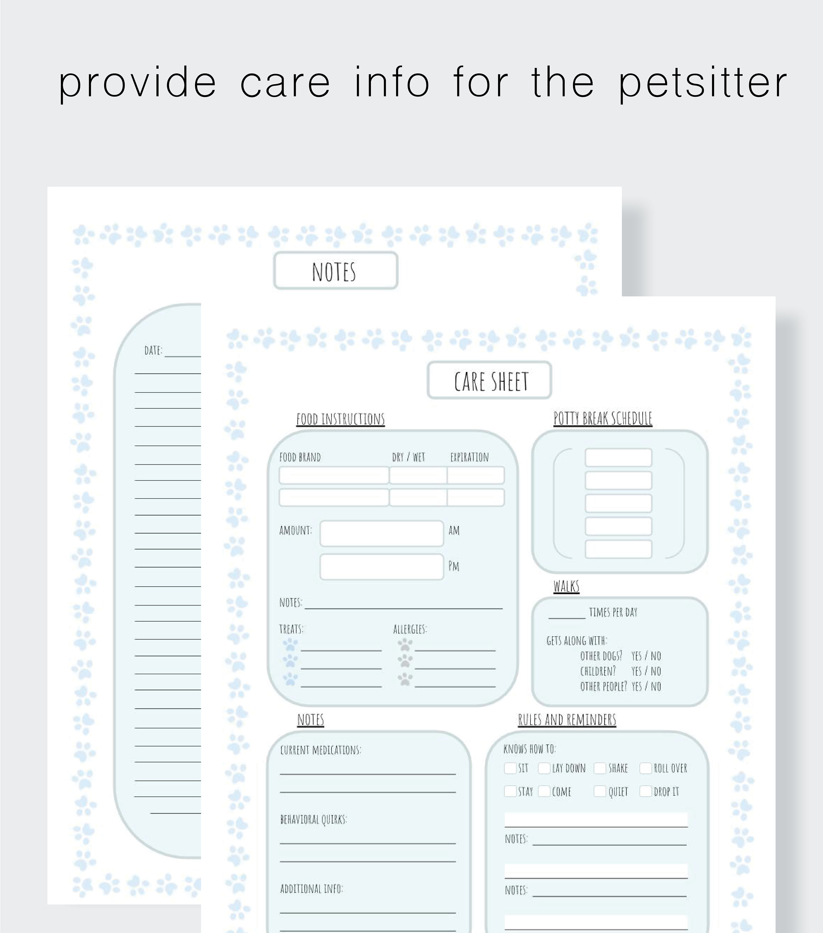 Printable Pet Care Planner - Pet Records Binder, Pet Medication Log ...