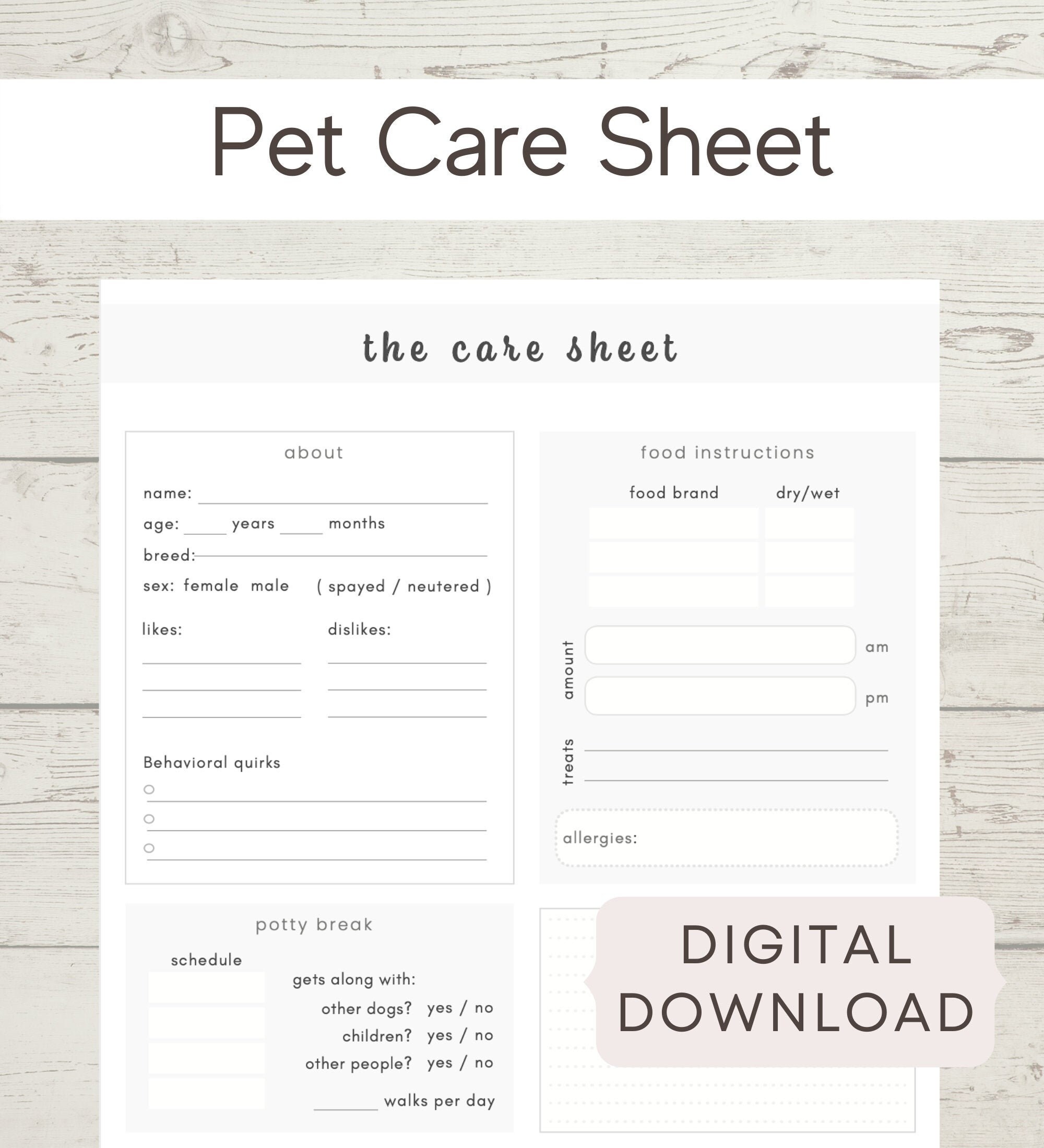 Pet Care Instructions Template Printable Word Searches