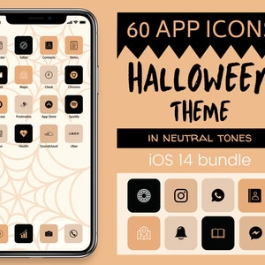Halloween iOS Icons Pack 60 Icons | iPhone iOS 14 App Icons | Halloween-Thema Neutral-Töne