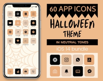 Halloween iOS Icons Pack 60 Icons | iPhone iOS 14 App Icons | Halloween-Thema Neutral-Töne
