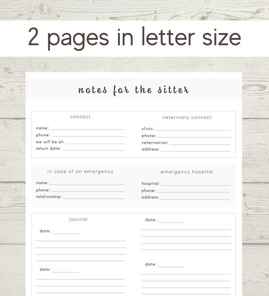 Petsitter Care Sheet Printable, Pet Care, Pet Info Sheet, Dogsitter ...