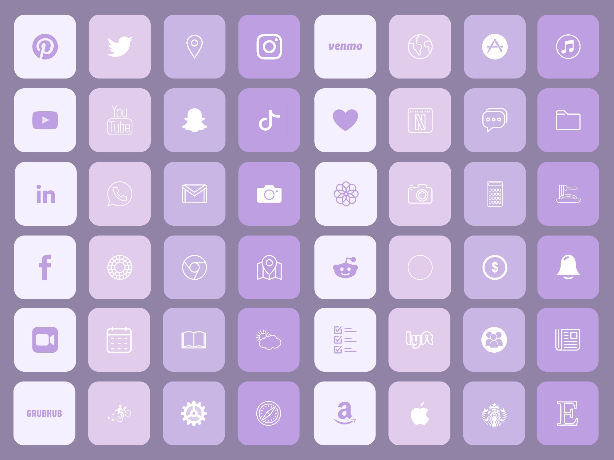 Purple Lovers Ios Icons Pack 60 Icons Iphone Ios 14 App | Etsy India