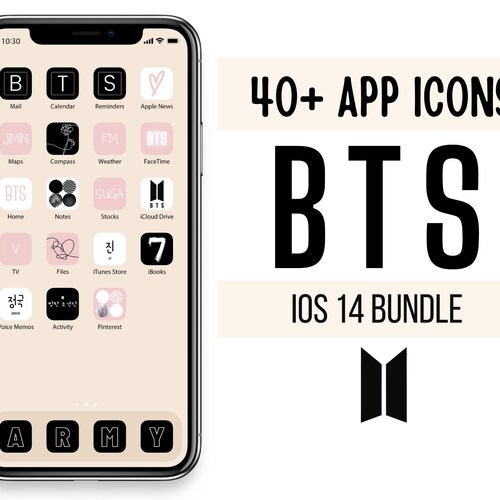 BTS Kpop 40 Icons Bundle Iphone Ios 14 App Covers Etsy