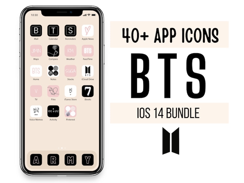 Download BTS Kpop 40 Icons Bundle iPhone iOS 14 App Covers | Etsy
