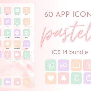Pastel iOS Icons Pack 60 Icons | iPhone iOS 14 App Icons | Pastel Palette Theme