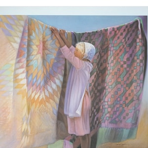QUILTS - Vintage Nancy Noel Art Print, Amish - 21&quot;H x 25.5&quot;W