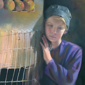 Peaches - Oil Painting, Nancy Noel Art Print, Amish Art, Paper or Canvas Giclée