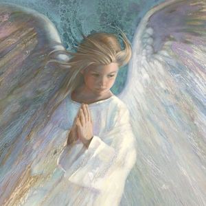Angel In White - Oil Painting, Nancy Noel Art Print, Angel Art, Paper or Canvas Giclée