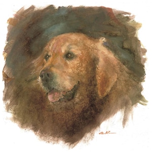 Golden Retriever - Oil Painting, Nancy Noel Art Print, Animal Art, Paper or Canvas Giclée, Master Artist, Animal Portrait, Dogs