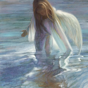 Angel Of The Lake - Oil Painting, Nancy Noel Art Print, Angel Art, Paper or Canvas Giclée