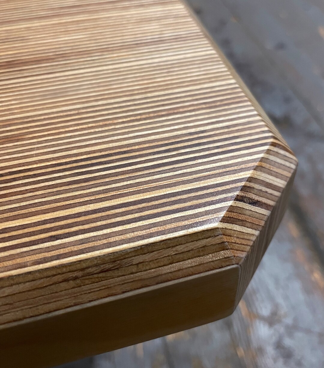 Bevelled End Grain Plywood Coffee Table / Black Steel Legs Etsy