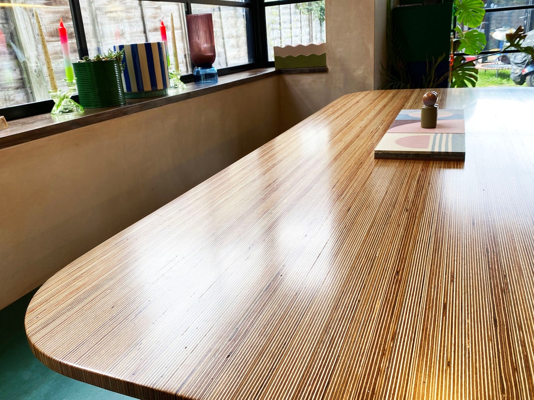 Birch Plywood Solid End Grain Dining Table / Rectangular / Rounded