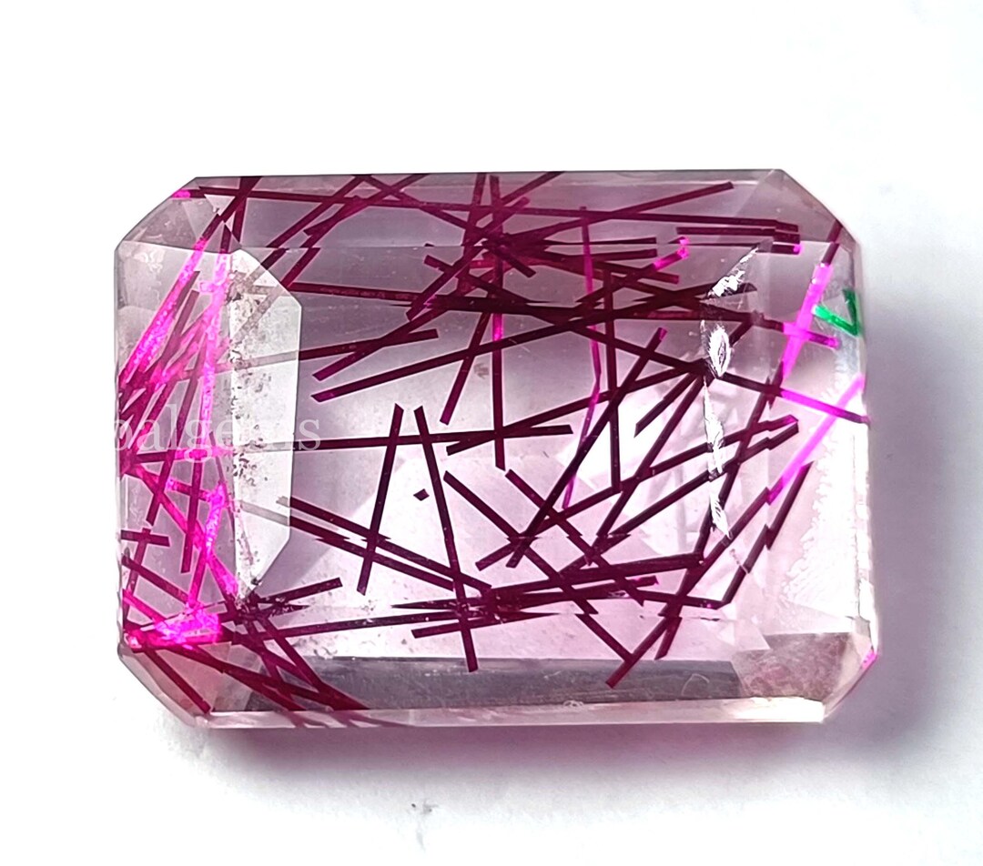 Pink Rutilated Quartz Rutilated Quartz Pink Colour 62.15 Carat Certified Loose Gemstone ...