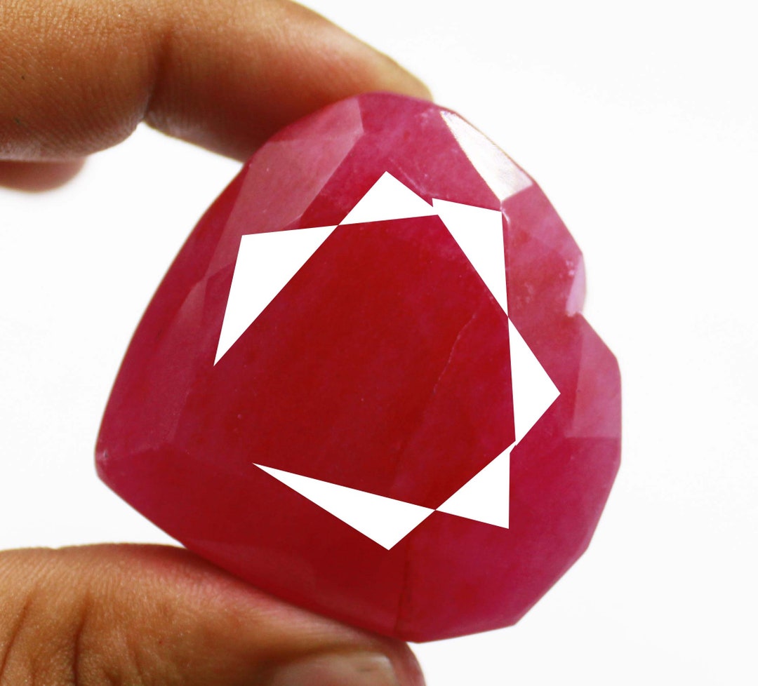 Earth Ruby Ruby 250-300 Ct Certified Natural Earth Mined Gemstone Heart Cut Red ...