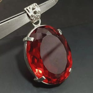 Red Ruby Oval Shape 95.00 Ct 925 Silver Pendent Natural EGL Certified Loose Gemstone 6LNS