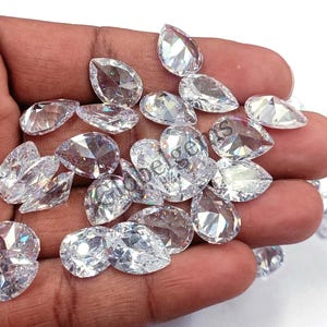 White Sapphire 20 Piece 14mm Natural Pear Gemstone March Birthstone Faceted Pear Cut Loose Stone Faceted Sapphire Set or Jewelry Making 5AAO