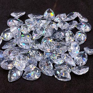 White Sapphire 14mm Natural Pear Gemstone 10 Piece March Birthstone Faceted Pear Cut Loose Stone Faceted Sapphire Set or Jewelry Making 5AAO