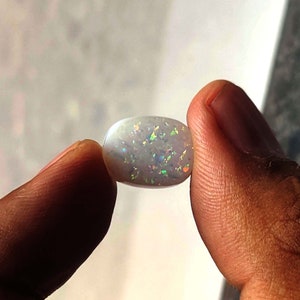 Fresh Big Offer 7.40 Carat Certified White Fire like-Opal Cabochon Natural Ethiopian Stone Cushion Shape 13x10x04 mm Loose Gemstone SKW