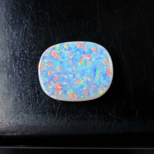 Wednesday Beautiful Offer 6.90Ct Certified White Fire like-Opal Cabochon Natural Ethiopian Stone Cushion Shape 10x13x04mm Loose Gemstone SKW