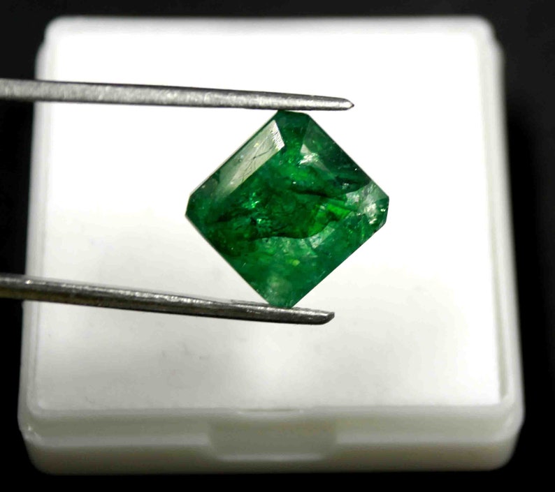 9.40 Ct Certified Natural Transparent Colombian Green Emerald Emerald Cut Gemstone Making For Ring SN1112