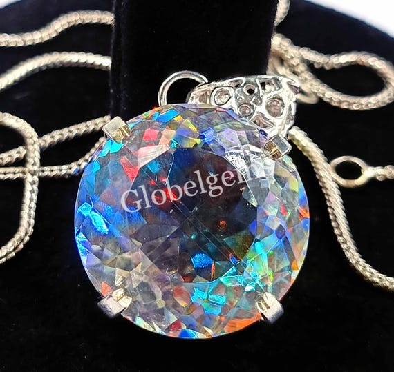ALTER 925 SILBER ANHÄNGER MIT 925er KETTE TOPAS EDELSTEIN | Kaufen Auf