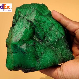 Emerald Expensive 6300 Ct Certified Natural Rock Emerald Rough Gemstone, Uncut Green Emerald Earth Mined Gemstone Rough Top Grade Quality EA