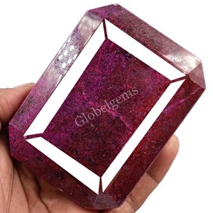 Ruby Natural Certified Loose Gemstone Faceted Emerald Cut 2580 CT Gemstone Africa Red Ruby Gemstone Thursday Special Offer Now 5MAS