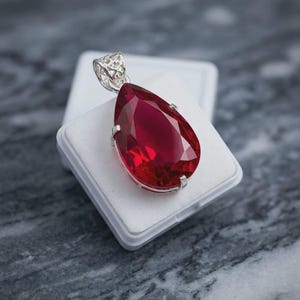 Red Ruby Pear Shape 50.80 Ct 925 Silver Pendent Natural EGL Certified Loose Gemstone 6LNS
