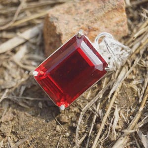 Red Ruby Emerald Shape 41.50 Ct 925 Silver Pendent Natural EGL Certified Loose Gemstone 6LNS