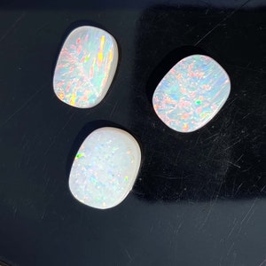 Today&#39;s Wonderful Offer 3 Peaces 18.00 Carat Certified White Fire like-Opal Cabochon Natural Ethiopian Stone Cushion Cut Loose Gemstone SKW