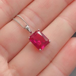 Red Ruby Emerald Shape 12.55 Ct 925 Silver Pendent Natural EGL Certified Loose Gemstone 6LNS
