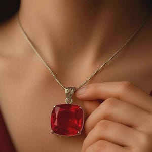 Red Ruby Cushion Shape 68.00 Ct 925 Silver Pendent Natural EGL Certified Loose Gemstone 6LNP