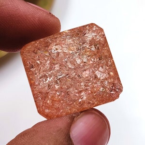 Today&#39;s Best Offer 55.40 Ct Certified natural Faceted Emerald Shape Ammolite Opal-Like Stone 22x21x13 mm Transparent Stone A One Quality SKO