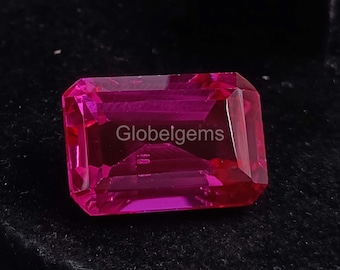 Rubis naturel certifié 24,05 ct, forme émeraude, rubis rose, pierre précieuse brute 4DSL