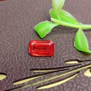 Sapphire Finest Quality Orange Sapphire 7.20 Carat Beautiful Emerald Shape Cut  Orange Color 13x07x05 mm Use For Jewelry Making Stone GNJ